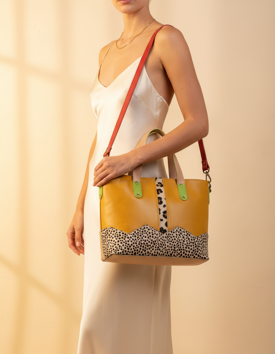 Hair-On Panel Leather Tote