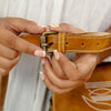 Tan Leather Bootstitch Saddle Bag – Twist-Lock Flap and Top Handle